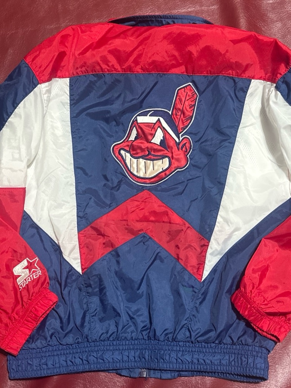 Vintage STARTER Red, Blue & White Kids Cleveland Indians Jacket